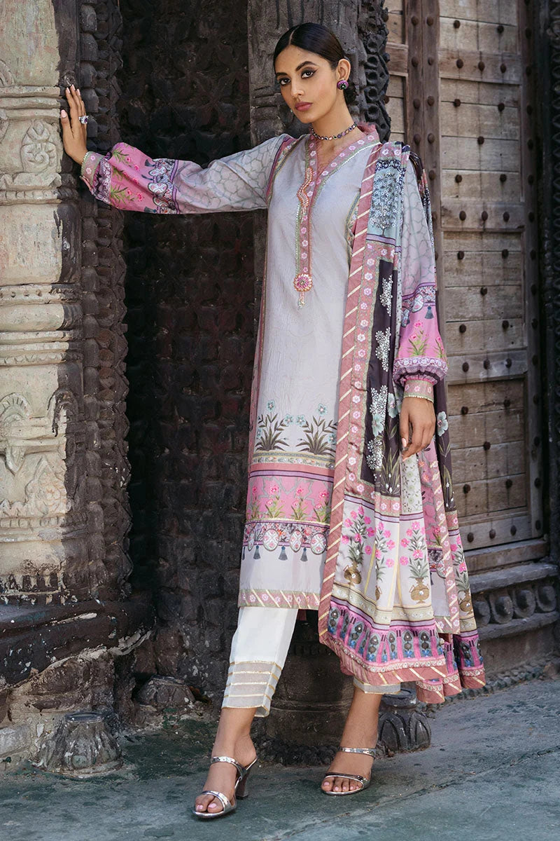 Mushq Nirvana raw silk unstitched 3pc suit MPS-03 Pewter - view 4