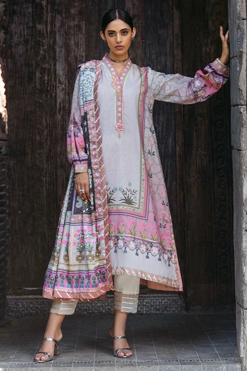Mushq Nirvana raw silk unstitched 3pc suit MPS-03 Pewter