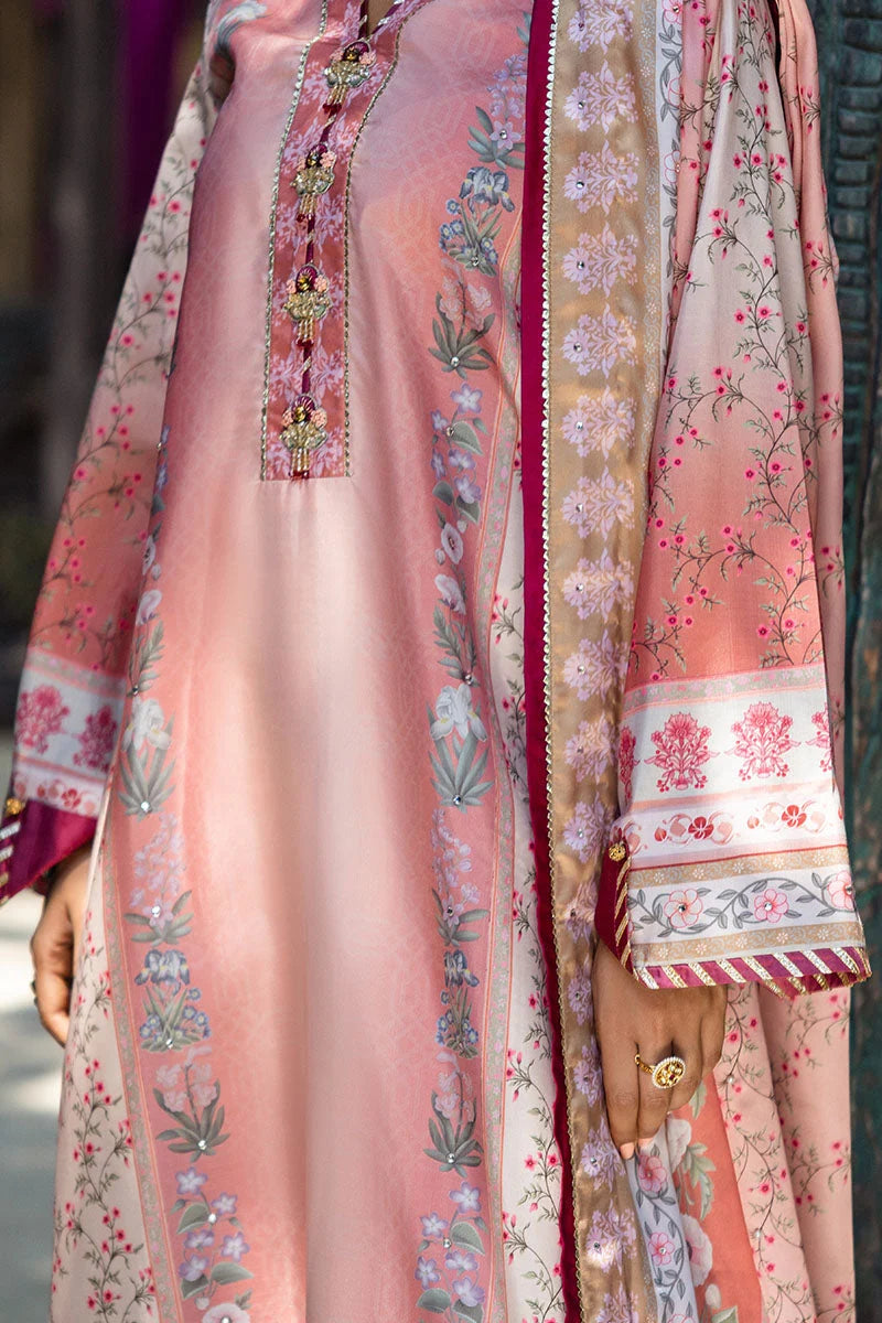 Mushq Nirvana raw silk unstitched 3pc suit MPS-04 Roseate - view 3