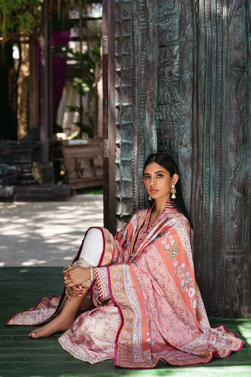 Mushq Nirvana raw silk unstitched 3pc suit MPS-04 Roseate - view 5
