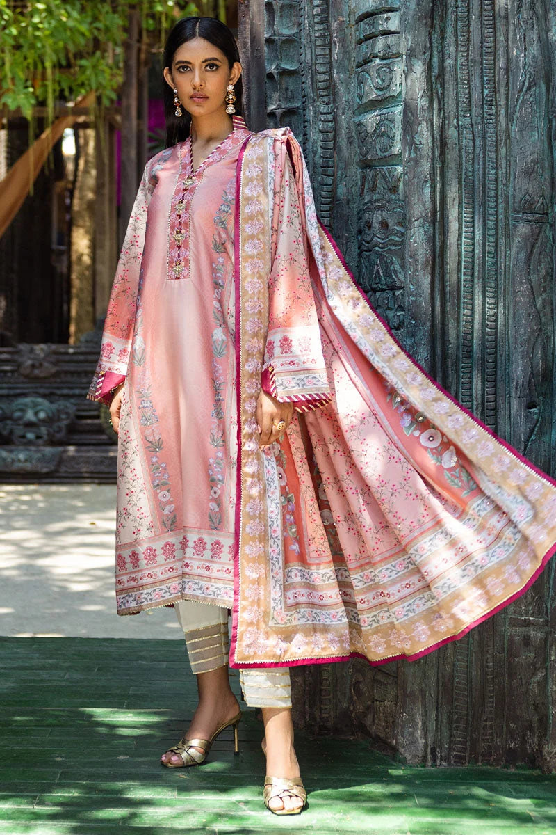 Mushq Nirvana raw silk unstitched 3pc suit MPS-04 Roseate