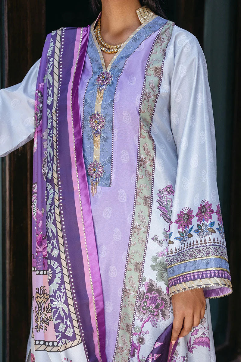 Mushq Nirvana raw silk unstitched 3pc suit MPS-06 Viola - view 2