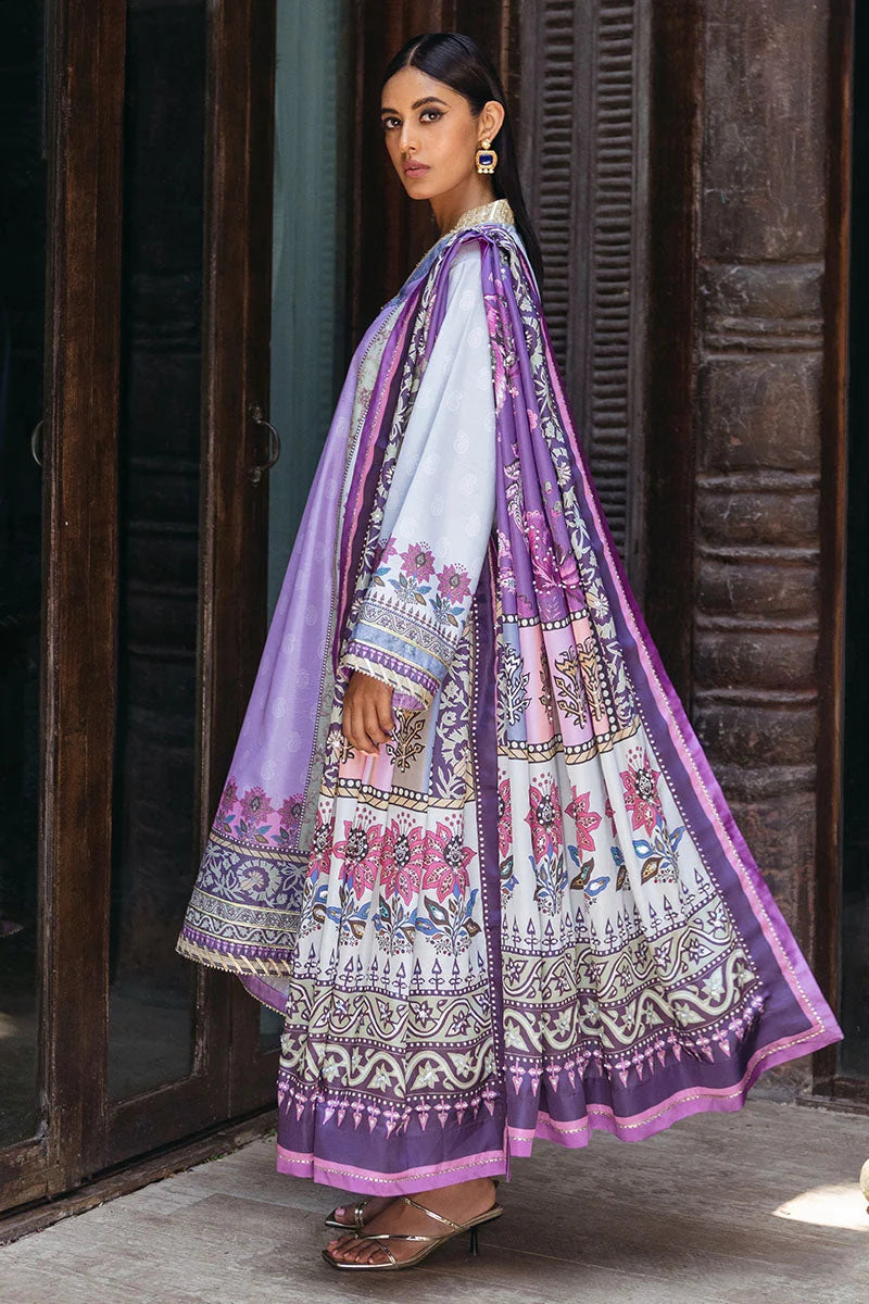 Mushq Nirvana raw silk unstitched 3pc suit MPS-06 Viola - view 3