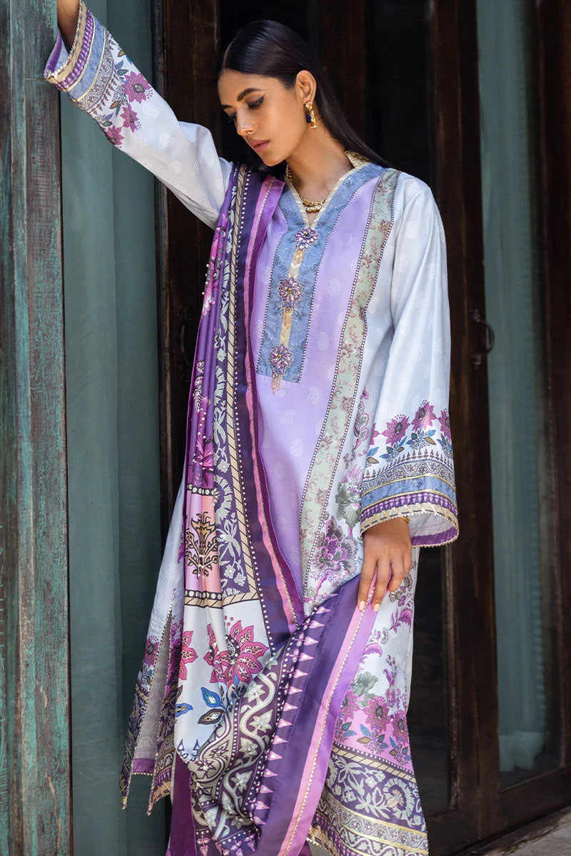 Mushq Nirvana raw silk unstitched 3pc suit MPS-06 Viola - view 6
