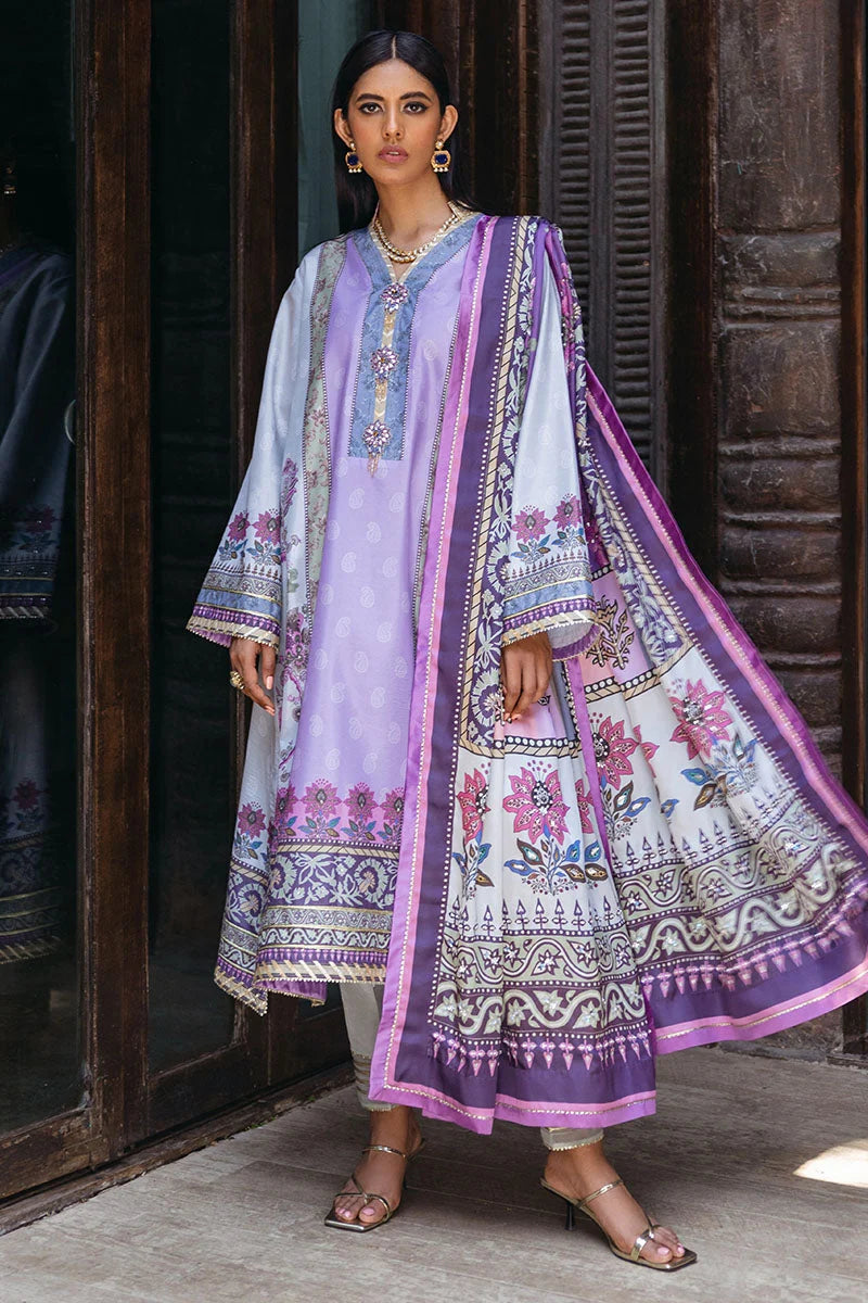 Mushq Nirvana raw silk unstitched 3pc suit MPS-06 Viola
