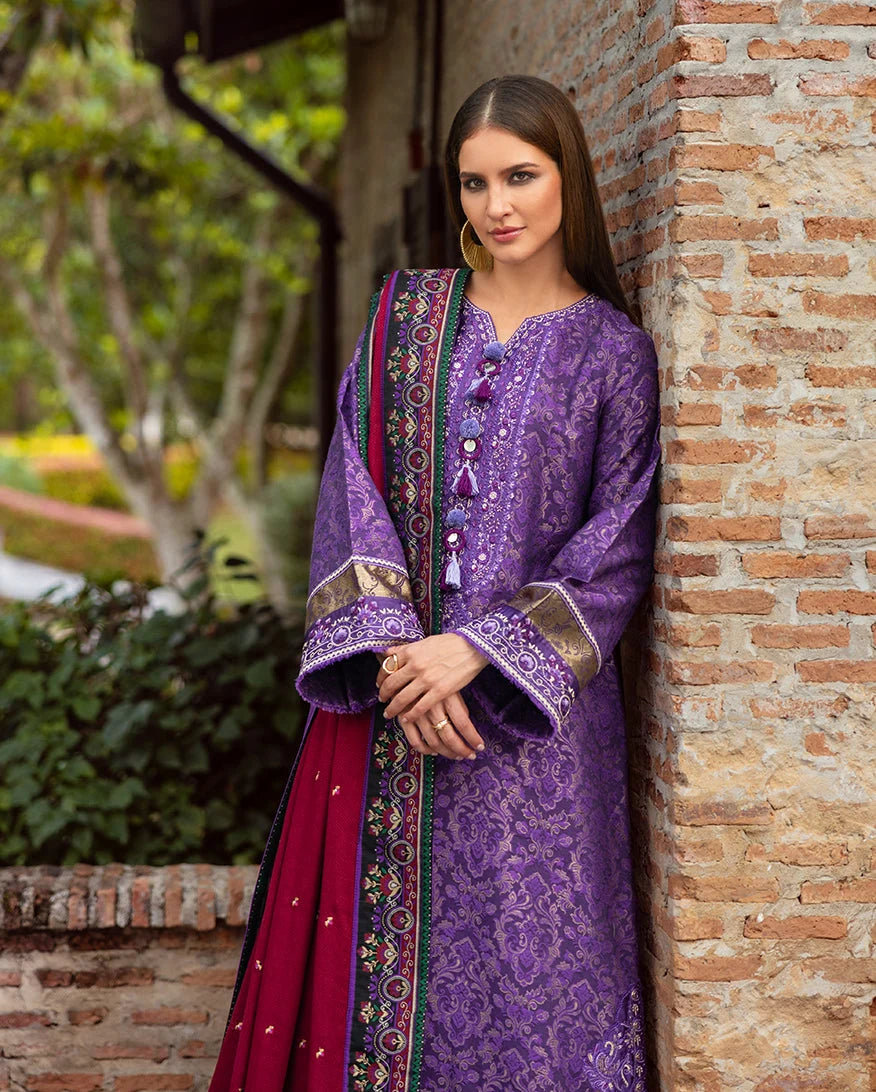 MUSHQ Broadway Embroidered Viscose Unstitched 3Pc Suit - Bella Terra
