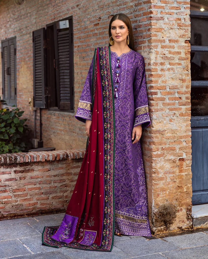 MUSHQ Broadway Embroidered Viscose Unstitched 3Pc Suit - Bella Terra