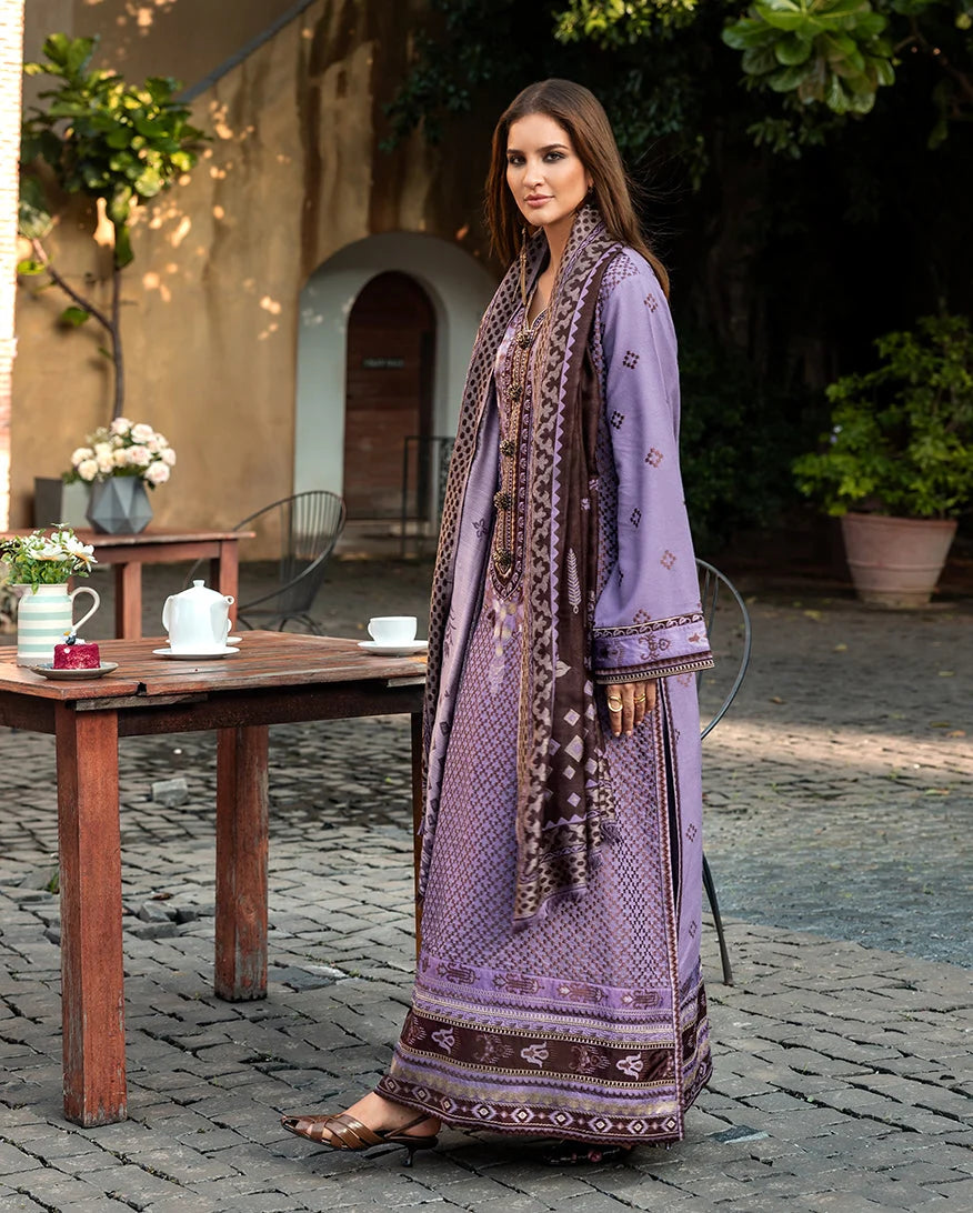 MUSHQ Broadway Embroidered Karandi Unstitched 2Pc Suit - Villa Bramasole