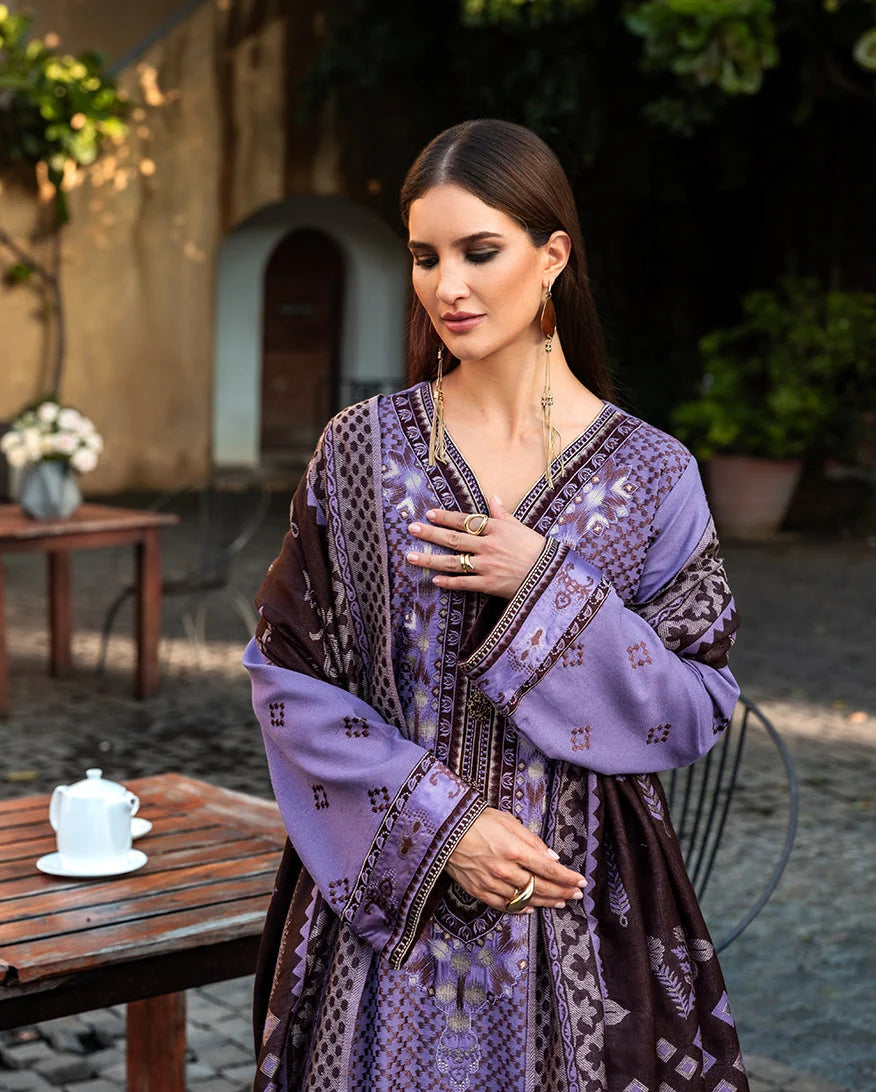 MUSHQ Broadway Embroidered Karandi Unstitched 2Pc Suit - Villa Bramasole