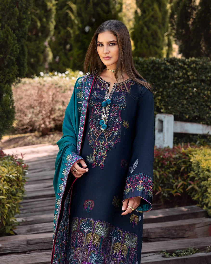 MUSHQ Broadway Embroidered Viscose Unstitched 3Pc Suit - Radiant Solitude