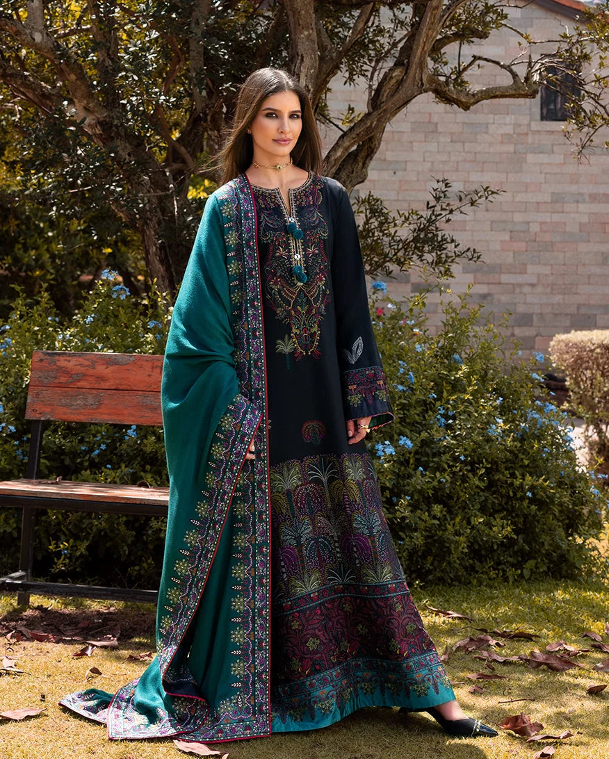 MUSHQ Broadway Embroidered Viscose Unstitched 3Pc Suit - Radiant Solitude