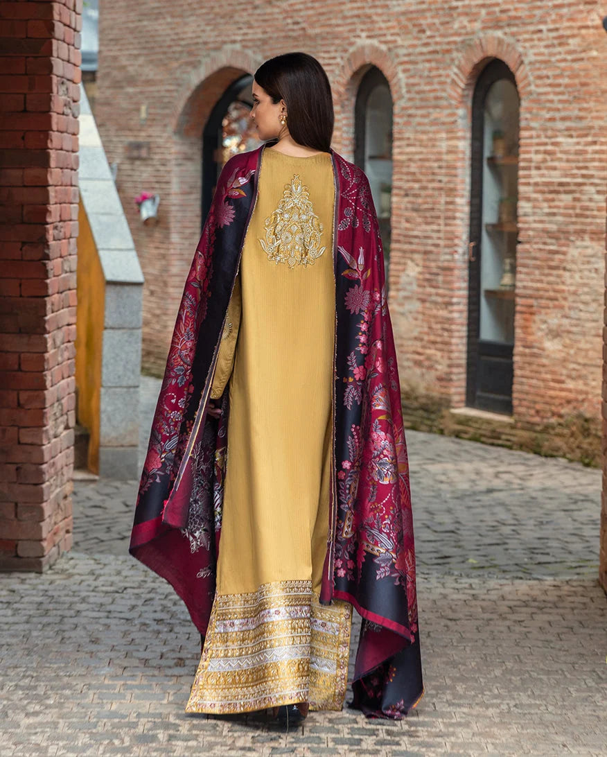 MUSHQ Broadway Embroidered Herringbone Unstitched 2Pc Suit - Sunlit Siena