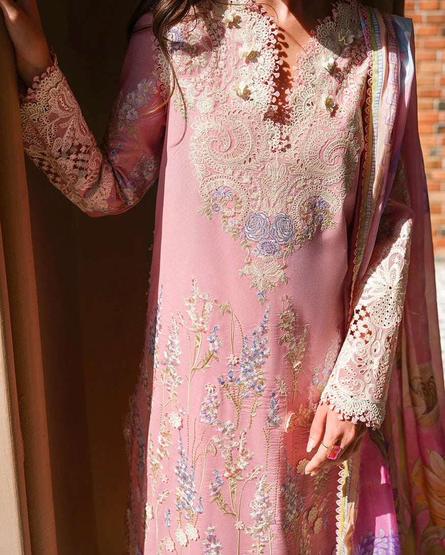 Mushq A Moi Chikan Embroidered Lawn Unstitched 3Pc Suit - Silent Vows - view 2