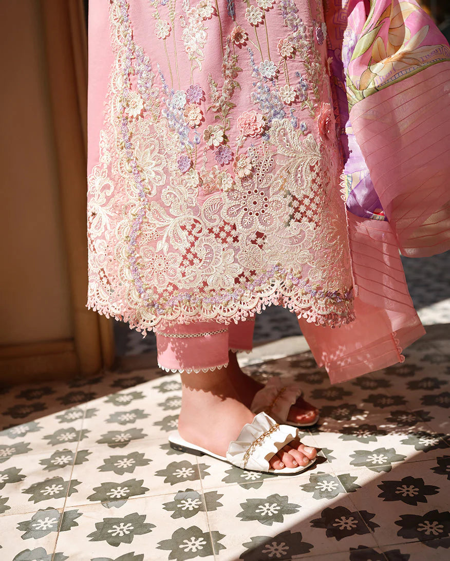 Mushq A Moi Chikan Embroidered Lawn Unstitched 3Pc Suit - Silent Vows - view 4