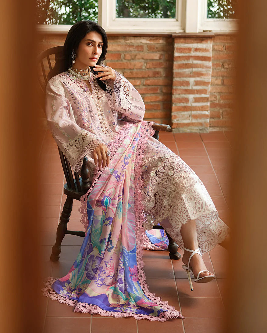 Mushq A Moi Chikan Embroidered Lawn Unstitched 3Pc Suit - Opulent Whisper - view 2