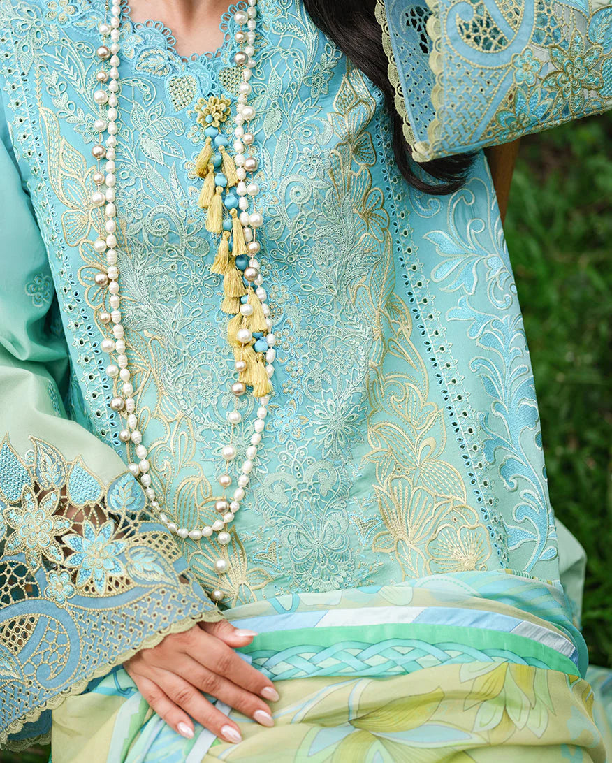 Mushq A Moi Chikan Embroidered Lawn Unstitched 3Pc Suit - Whispering Winds - view 2