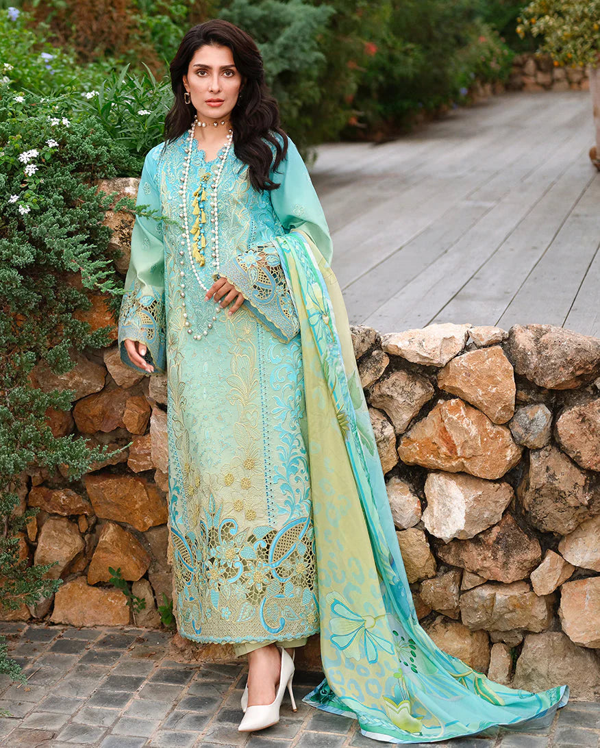 Mushq A Moi Chikan Embroidered Lawn Unstitched 3Pc Suit - Whispering Winds - view 3