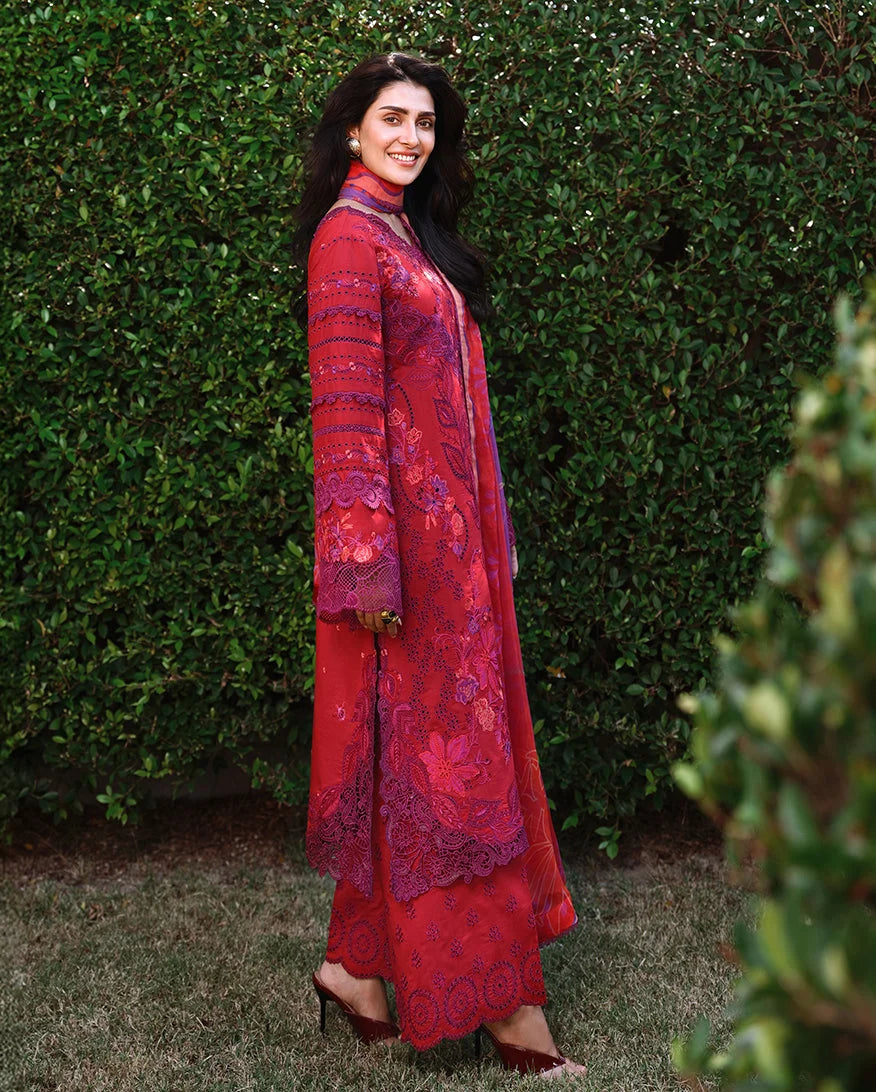 Mushq A Moi Chikan Embroidered Lawn Unstitched 3Pc Suit - Falling Petals - view 4
