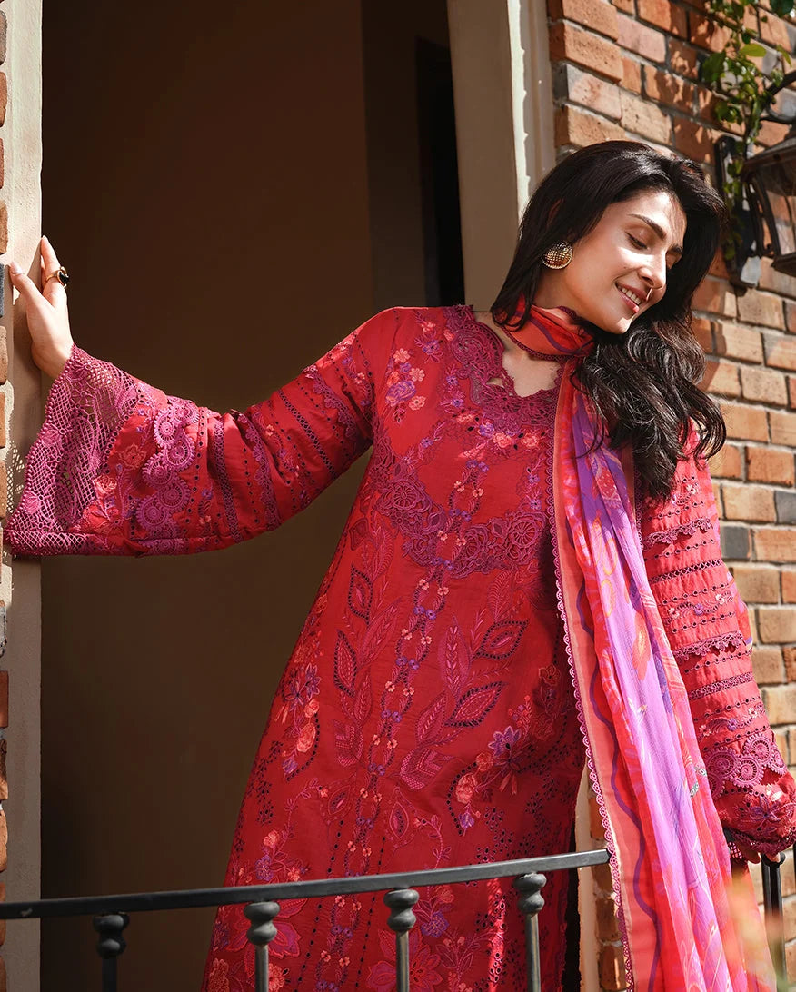 Mushq A Moi Chikan Embroidered Lawn Unstitched 3Pc Suit - Falling Petals - view 2