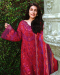 Mushq A Moi Chikan Embroidered Lawn Unstitched 3Pc Suit - Falling Petals