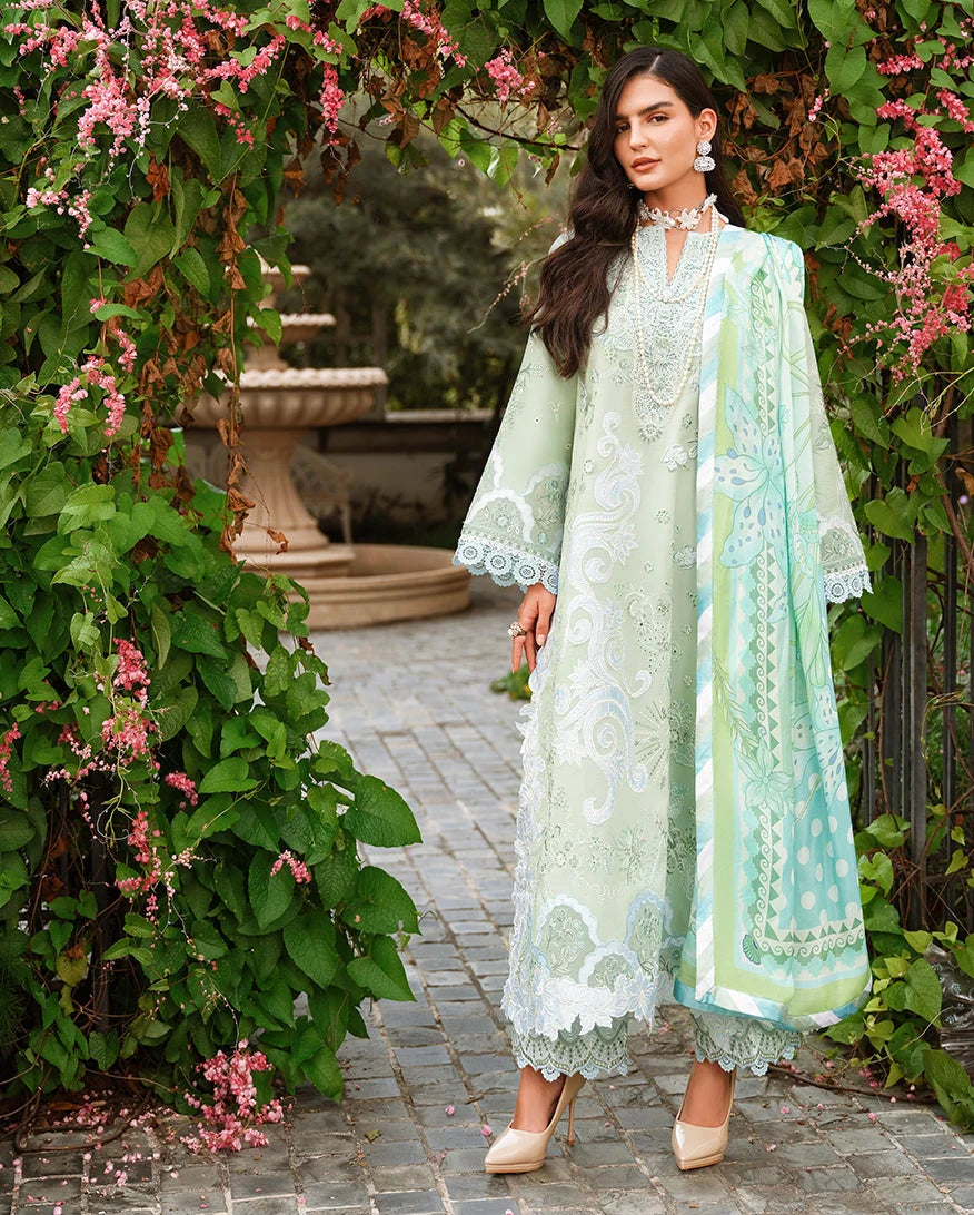 Mushq A Moi Chikan Embroidered Lawn Unstitched 3Pc Suit - Love Escape