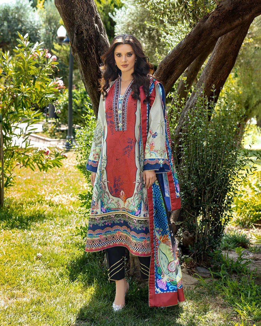 Mushq Hemline Nirvana Echoes Of Serneity Raw Silk Unstitched 3Pc Suit - Ethereal Gleam