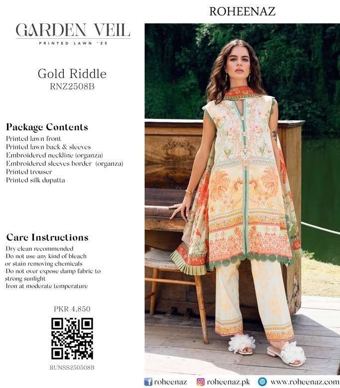 Gold garden veil by Roohenaz by Mushq featuring intricate riddle-inspired design and delicate fabric for elegant outdoor wear.