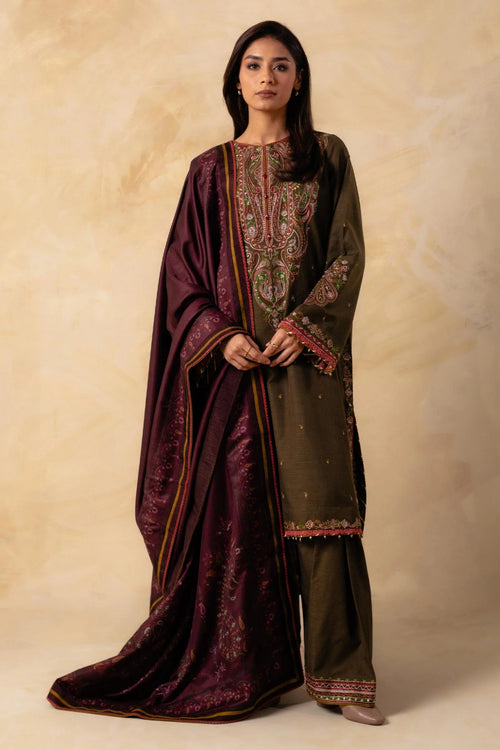 Coco by Zara Shahjahan unstitched embroidered khaddar suit ZW23-2A