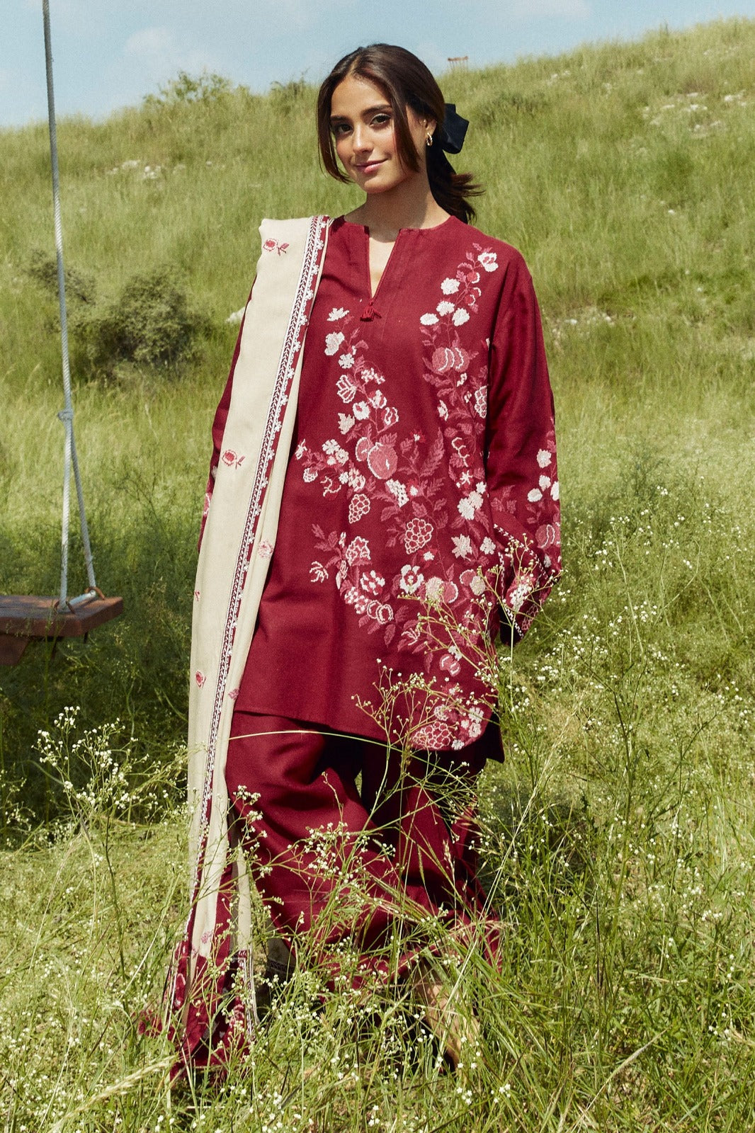 Coco by Zara Shahjahan Winter Unstitched Khaddar 2Pc Suit ZW24-7A ONYX