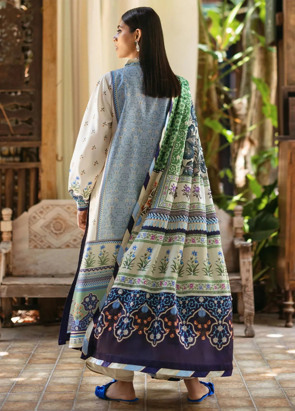 Mushq Nirvana Embroidered Raw Silk Unstitched 3Pc Suit MPS-05 Azure