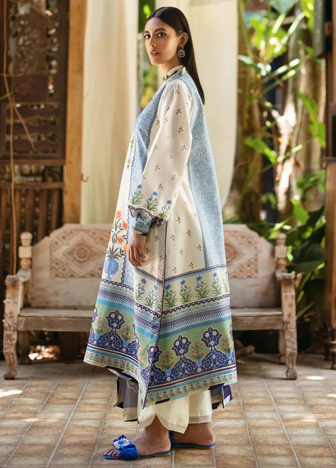 Mushq Nirvana Embroidered Raw Silk Unstitched 3Pc Suit MPS-05 Azure
