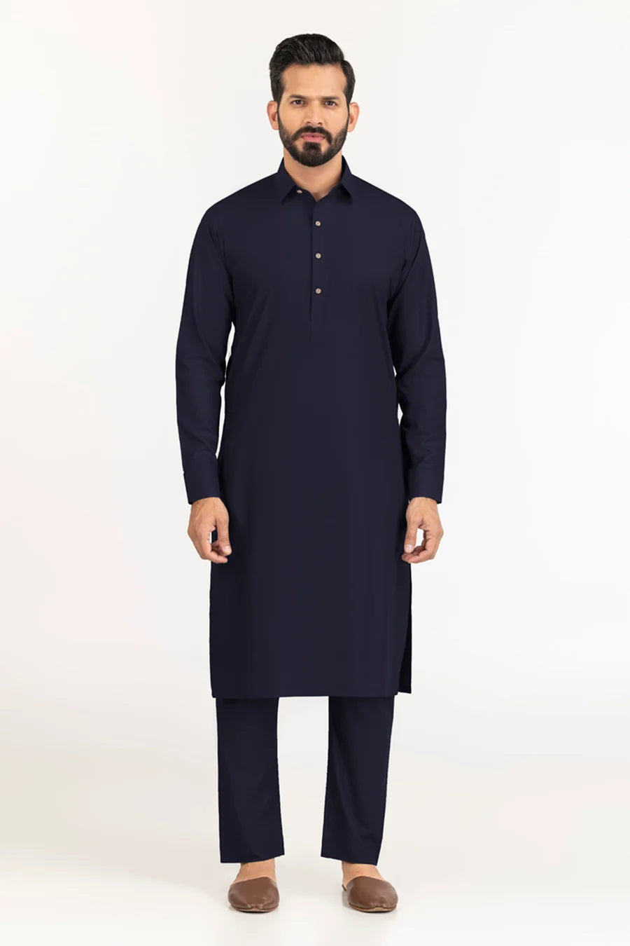 GulAhmed Opus Conran Wash & Wear Men's Unstitched Fabric - Navy Blue