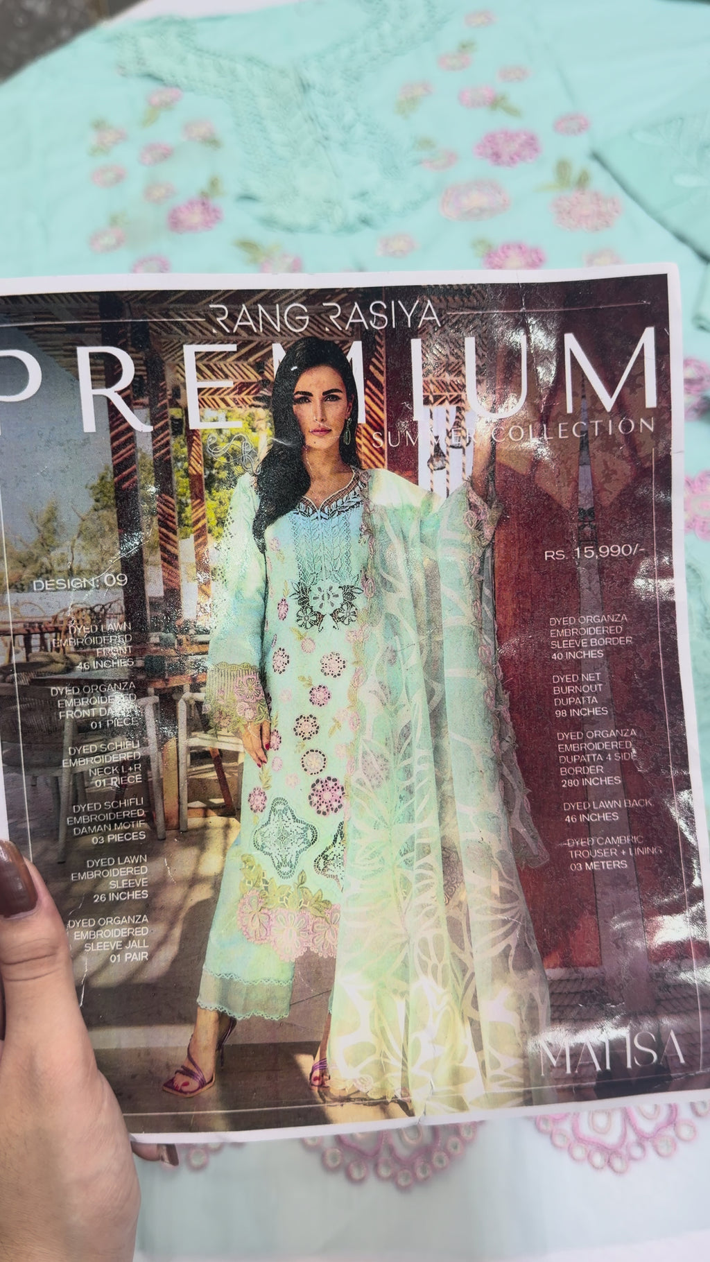 RangRasiya Premium Embroidered Lawn 3Pc Suit Summer 25 D-09