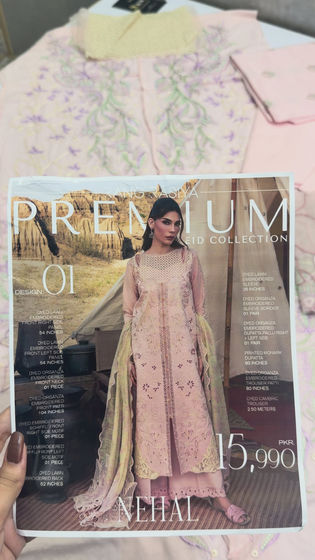 Rang Rasiya Premium Embroidered Lawn Unstitched 3Pc Suit D-01