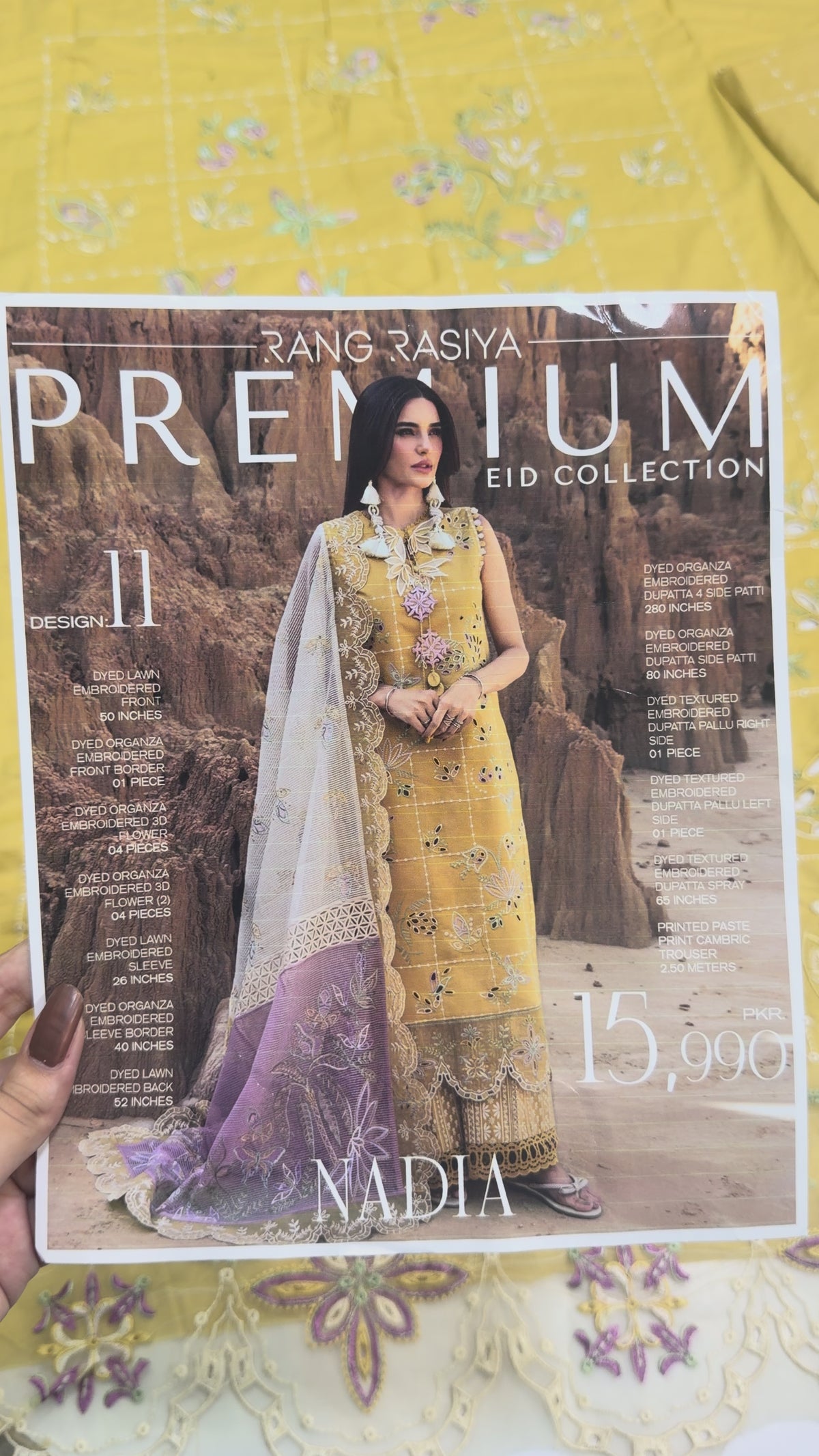 Rang Rasiya Premium Embroidered Lawn Unstitched 3Pc Suit D-11