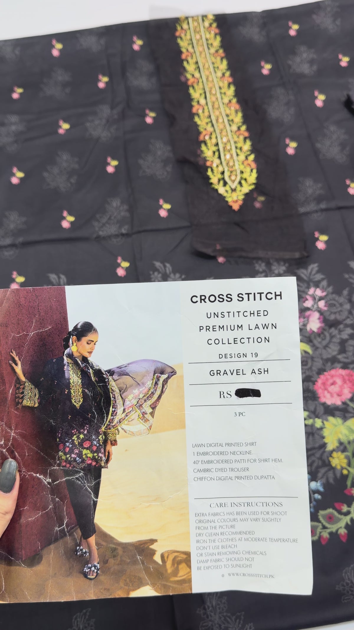 Cross Stitch Eid Lawn SL24#19 - Gravel Ash