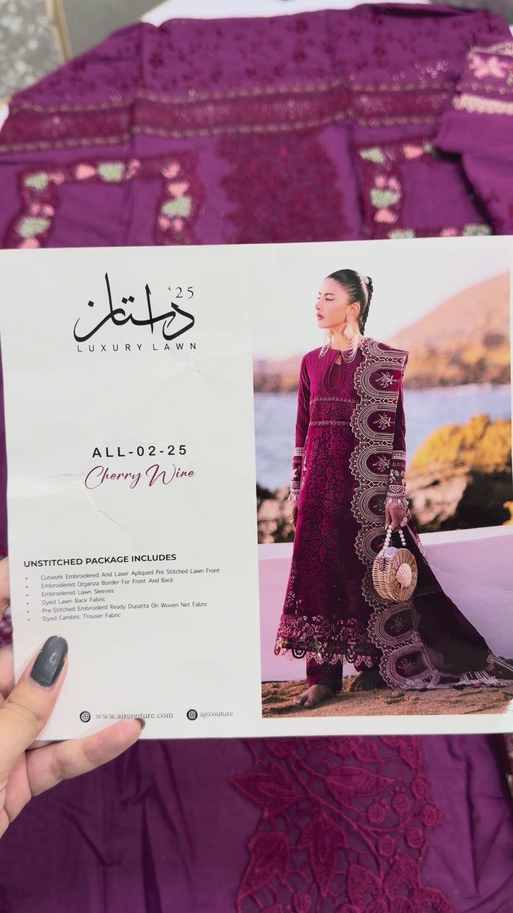 Dastan by AJR Embroidered Lawn Suits Unstitched 3 Piece AJR25D ALL-02