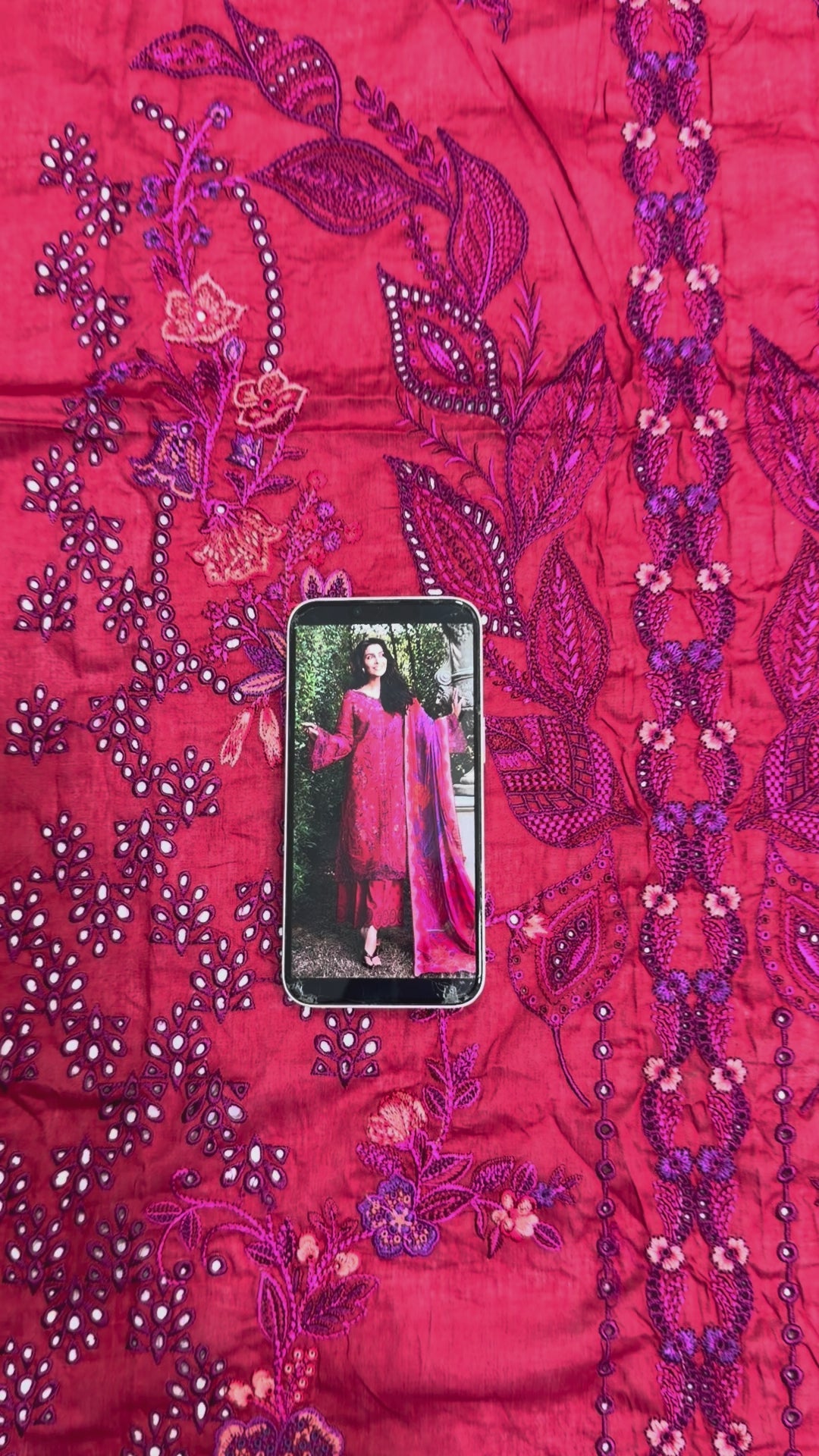 Mushq A Moi Chikan Embroidered Lawn Unstitched 3Pc Suit - Falling Petals
